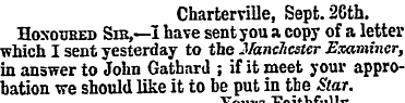 Charterville, Sept. 2Gth. Honoured Sib,—...