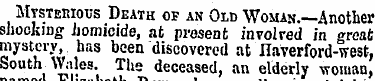 Mysterious Death of an Old Woman.—Anothe...