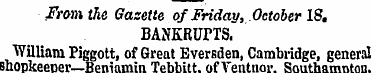 From the Gazette of Friday, October 18. ...
