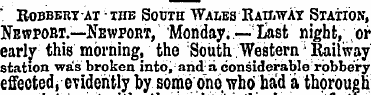 ' Robbery at - the South Wales Ratlwat S...