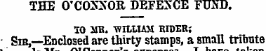 THE O'CONNOR DEFENCE FUND. TO JIB. WILLI...