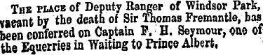 Thb place of Deputy Ranger of Windsor Pa...