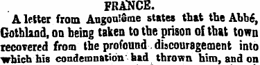 FRANCE. A letter from Augouleme states t...