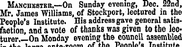 Manchester.—On Sunday evening, Dec. 22nd...