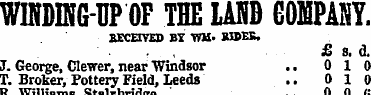 WINDING-UP OF THE LAND COMPANY. BECEIYED...