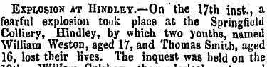 Explosion at Hindley.—On the 17th inst.,...