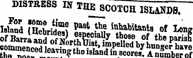 ! DISTRESS W THE scOTCH ISLANDS. " Islan...