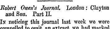 Robert Owen's Journal. London: Clayton a...