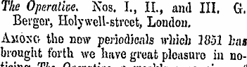 The Operative. Nos. I., II., and III, G,...