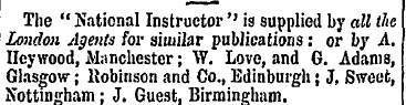 Tlie " National Instructor'' is supplied...