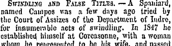 Swisnuxo. and False Titles. — A Spaniard...