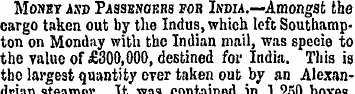 Mossy akd Passengers for Inbia.—Amongst ...