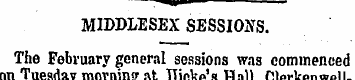 MIDDLESEX SESSIONS. The February general...