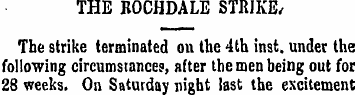 THE KOCHDALE STRIKE/ Tbe strike terminat...