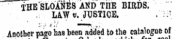 THE SLOANES AND THE BIRDS..- . ¦ LAW v. ...