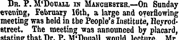 Dr. P. M'Douall ra Manchester.—On Sunday...