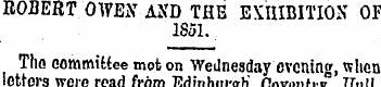 ROBERT OWEN AND THE EXHIBITION OP 1851. ...