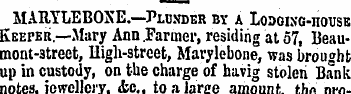 MARYLEBOXE.—Plunder by a Lodoisg-house K...