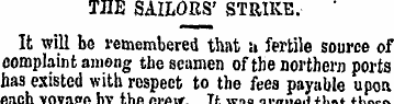 TUB SAILORS' STRIKE. It will be remember...