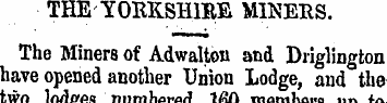 THE YORKSHIRE MINERS. The Miners of Adwa...