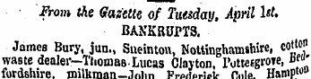 ' From the Gazette of Tuesday, April 1st...