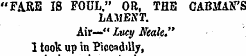 "PARE IS FOUL." OR, THE CABMAN'S LAMENT....