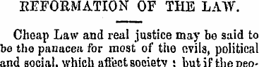 REFORMATION OF THE LAW. Cheap Law and re...