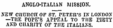 ANGLO-ITALIAN MISSION. KEW CHURCH OF ST....