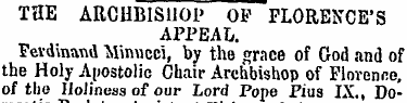 THE ARCHBISHOP OP FLORENCE'S APPEAL. Pev...