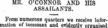 MR. O'CONNOR AND HIS ASSAILANTS. From nu...