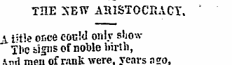 THE SEW ARISTOCRACY. ' A title once eorj...