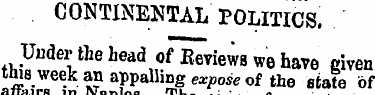 CONTINENTAL POLITICS. Under the head ofl...