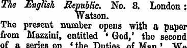 The English Republic. No. 8. London: Wat...