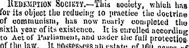 llEDKMPIION SOCIBTY.—This society, which...