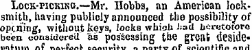 LocK-PicKiso.—Mr. Hobbs, an American loc...