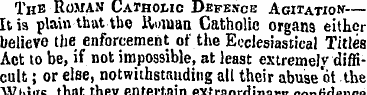 The Roman Catholic Defence Agitation—It ...