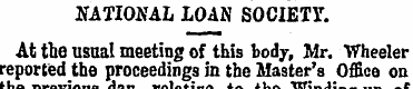 NATIONAL LOAN SOCIETY. At the usual meet...