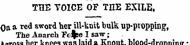 THE TOICE OF THE EXILE, Oa a. red sword ...