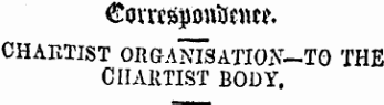 CorttSponUflw*. CHAETJST ORGAnTsaTIOX-TO THE CHARTIST BODY.
