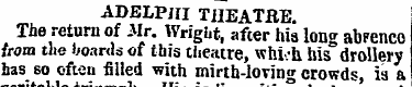 ADBLPHI THEATftE. The return of .Mr. Wri...