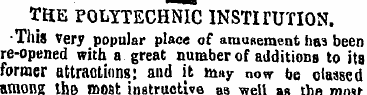 THE POLYTECHNIC INSTIfUTION. This Very p...