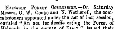 Hainault Fohest Commission.—On Saturday ...