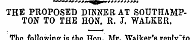 THE PROPOSED DINNER AT SOUTHAMPTON TO TH...