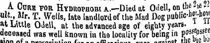 A Cure for Hyduophobi a.—Died at Ouell, ...