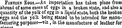 Foreign Eggs. —An importation has taken ...