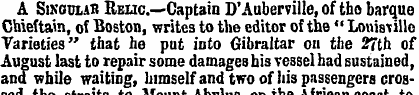 A Singclab Relic.—Captain D' Auberville,...