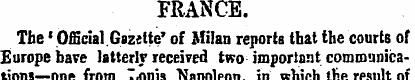 FRANCE. The' Official Gazette' of Milan ...