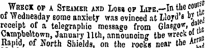 Whkci of a Steamer anb Loss op Life.—Int...