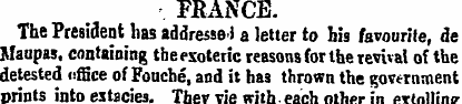 FRANCE. The President has addressed a le...