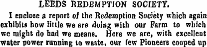 LEEDS REDEMPTION SOCIETY. I enclose a re...